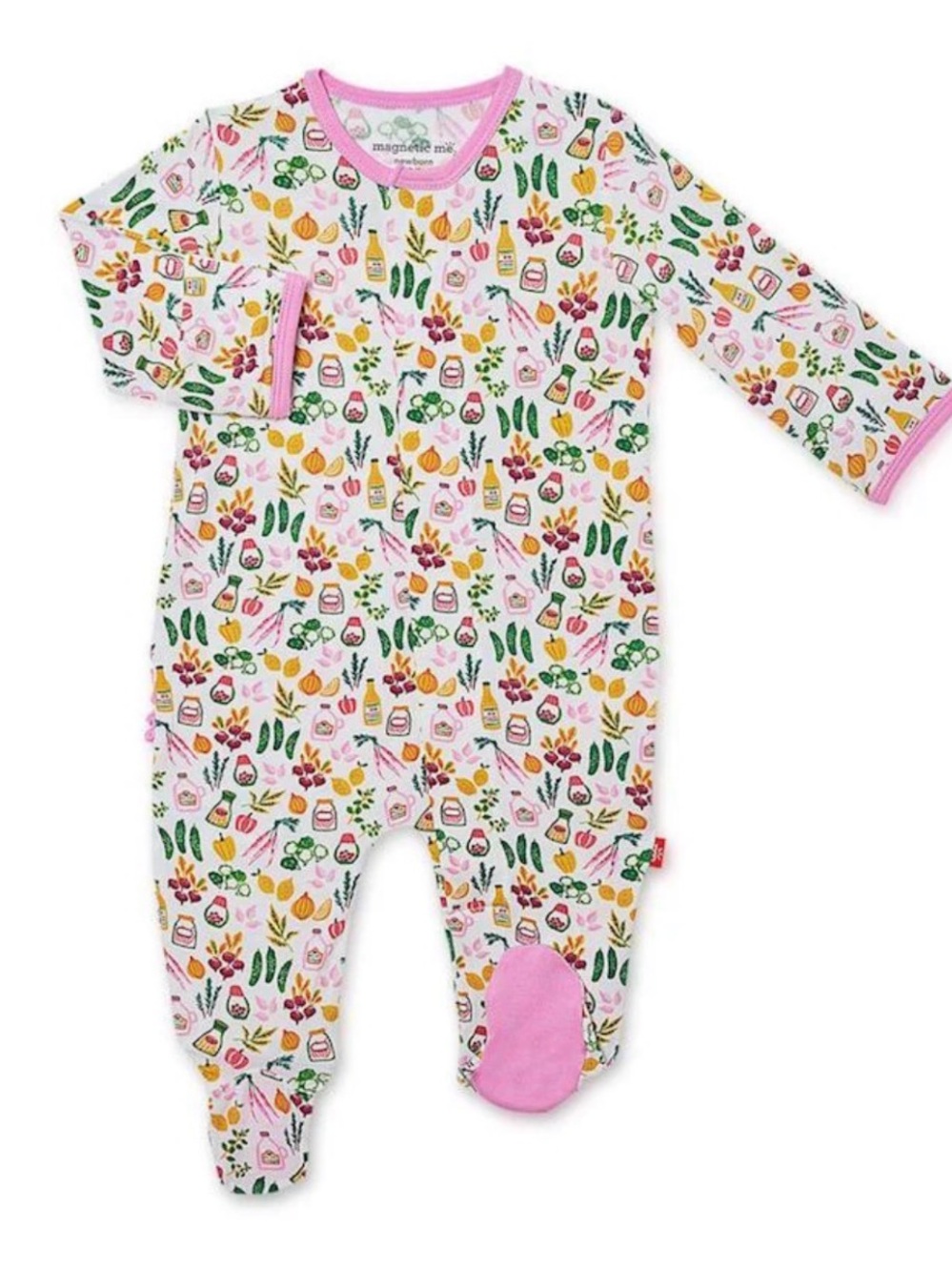 Magnetic Me Pickle My Fancy Modal Footie with Pink Trim